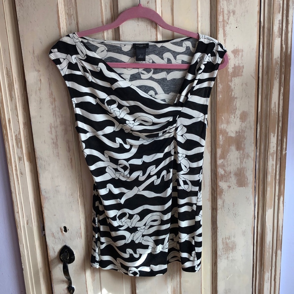 Anne Taylor dressy stretch print tank top Sz s